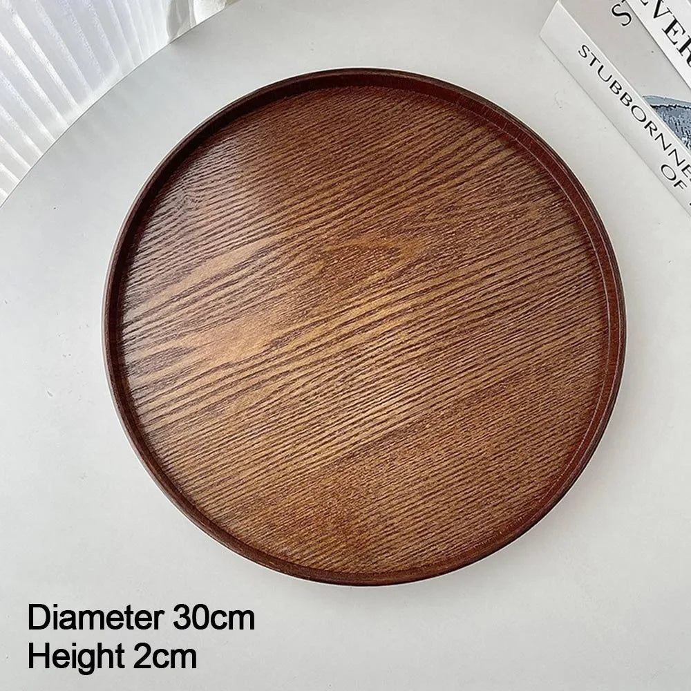 Plateau de Service Rond de Bois Style Vintage