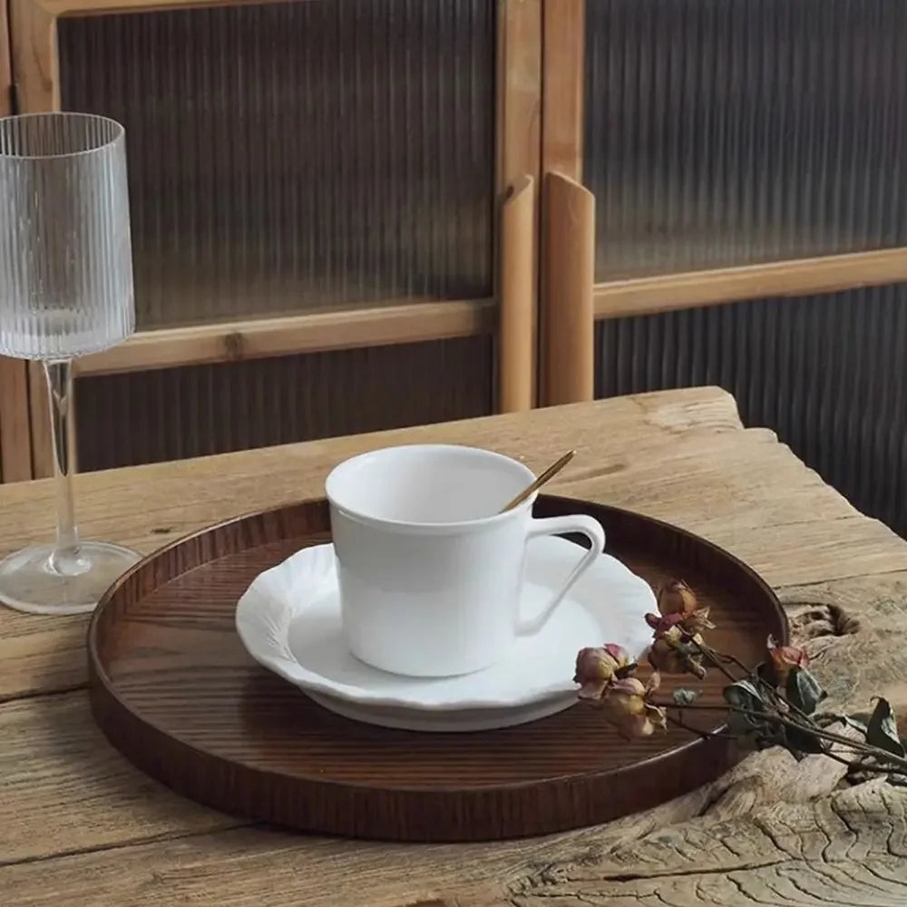 Plateau de Service Rond de Bois Style Vintage