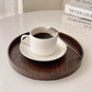 Plateau de Service Rond de Bois Style Vintage