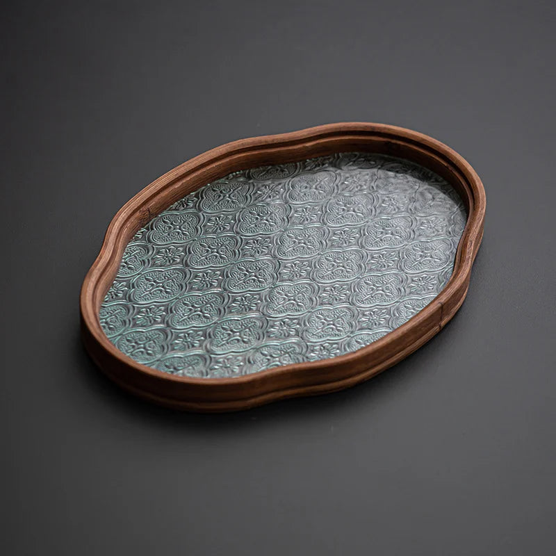 Plateau De Thé Rétro En Verre Trempé