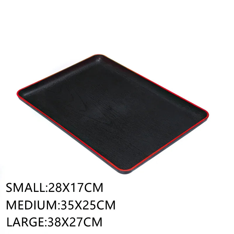 Plateau Rectangulaire en Plastique Effet Bois Style Japonais