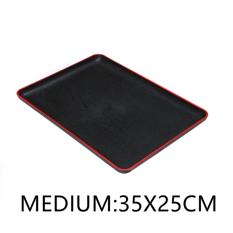 Plateau Rectangulaire en Plastique Effet Bois Style Japonais