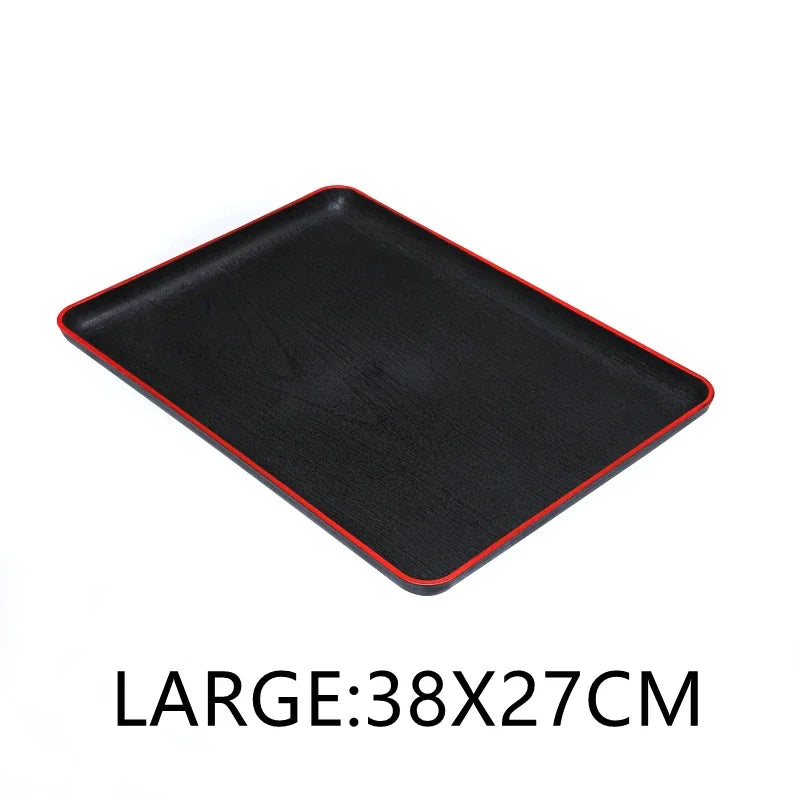 Plateau Rectangulaire en Plastique Effet Bois Style Japonais