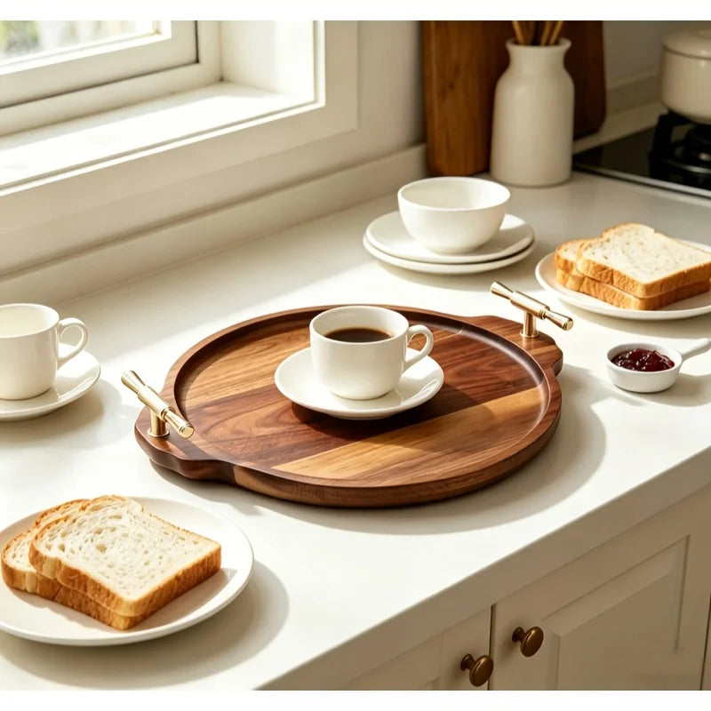 Plateau Rond en Bois d'Acacia