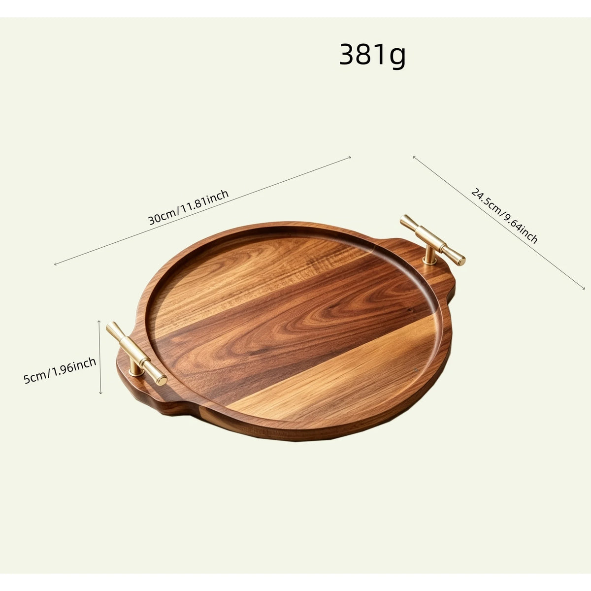 Plateau Rond en Bois d'Acacia — Grand Plateau Rond Portatif 01, photo 3