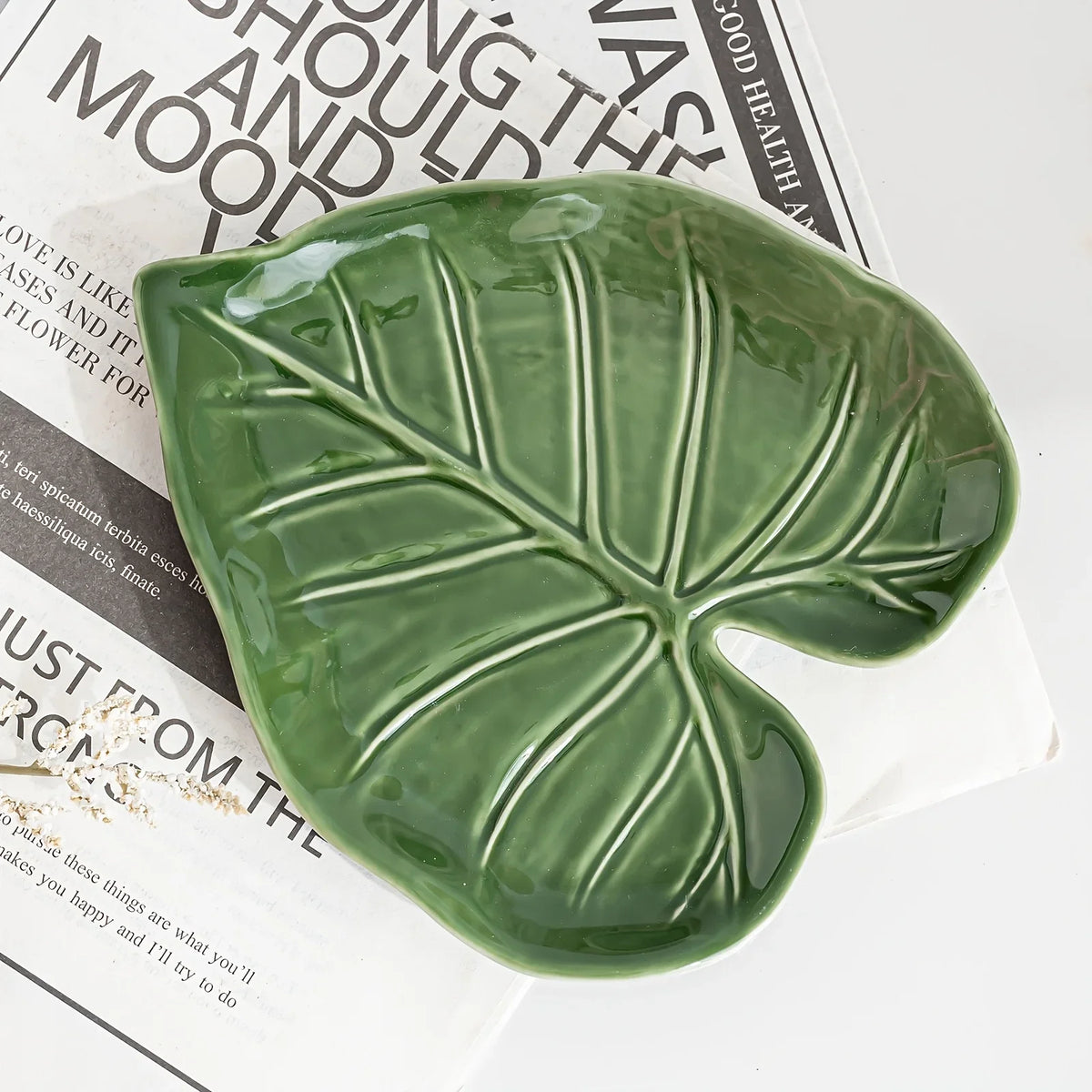 Porte-Spatule En Céramique En Forme De Feuille