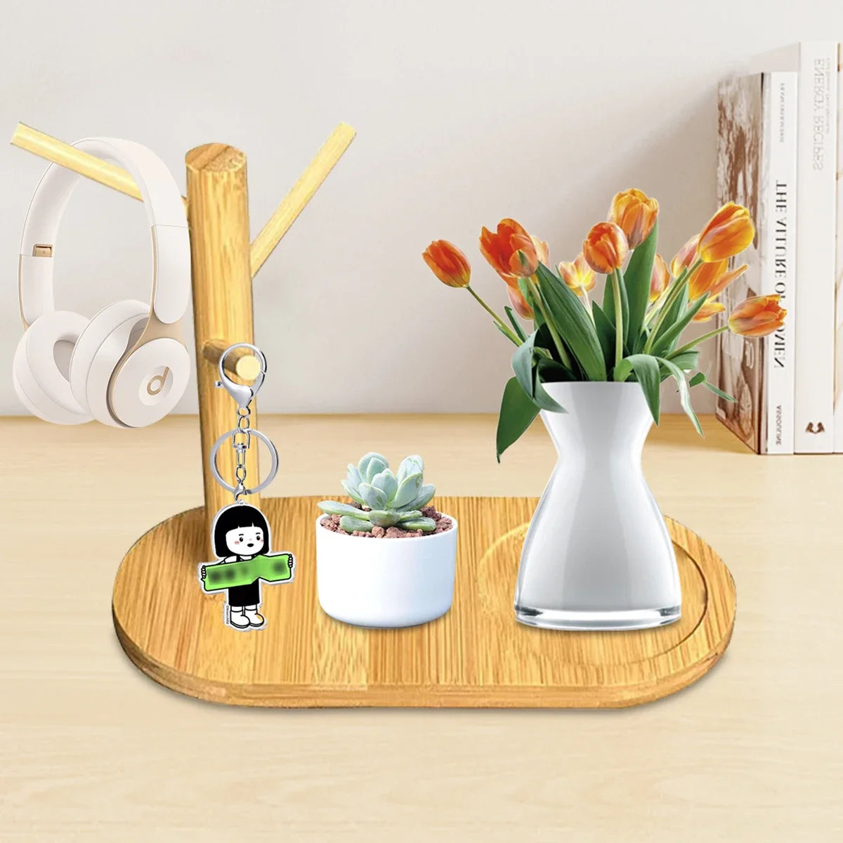 Porte-Tasse en Bambou avec Crochets pour Cuisine