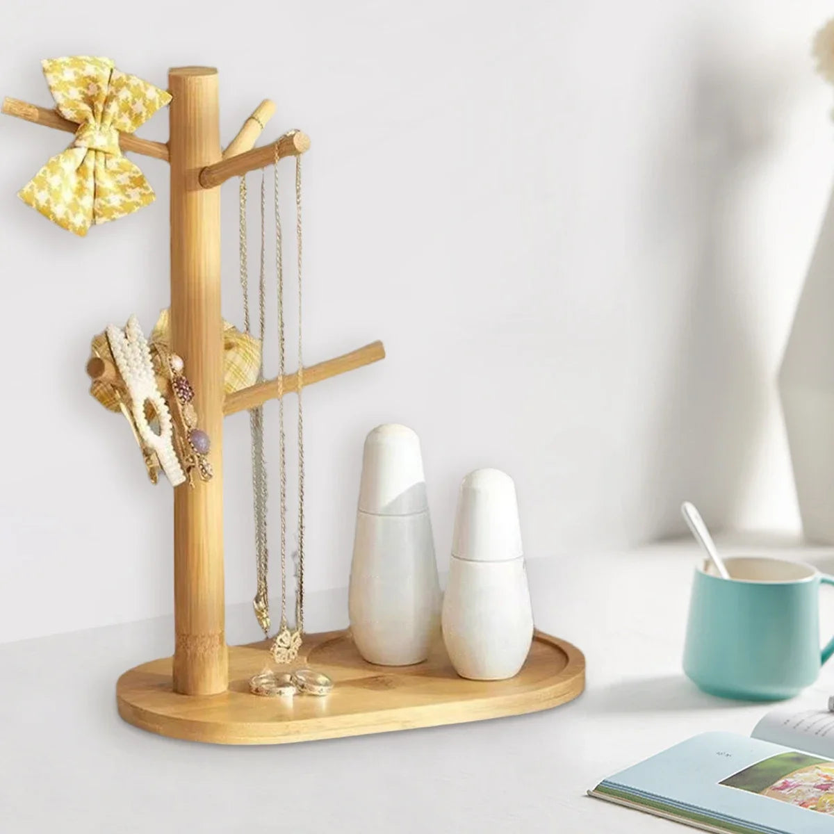 Porte-Tasse en Bambou avec Crochets pour Cuisine Image