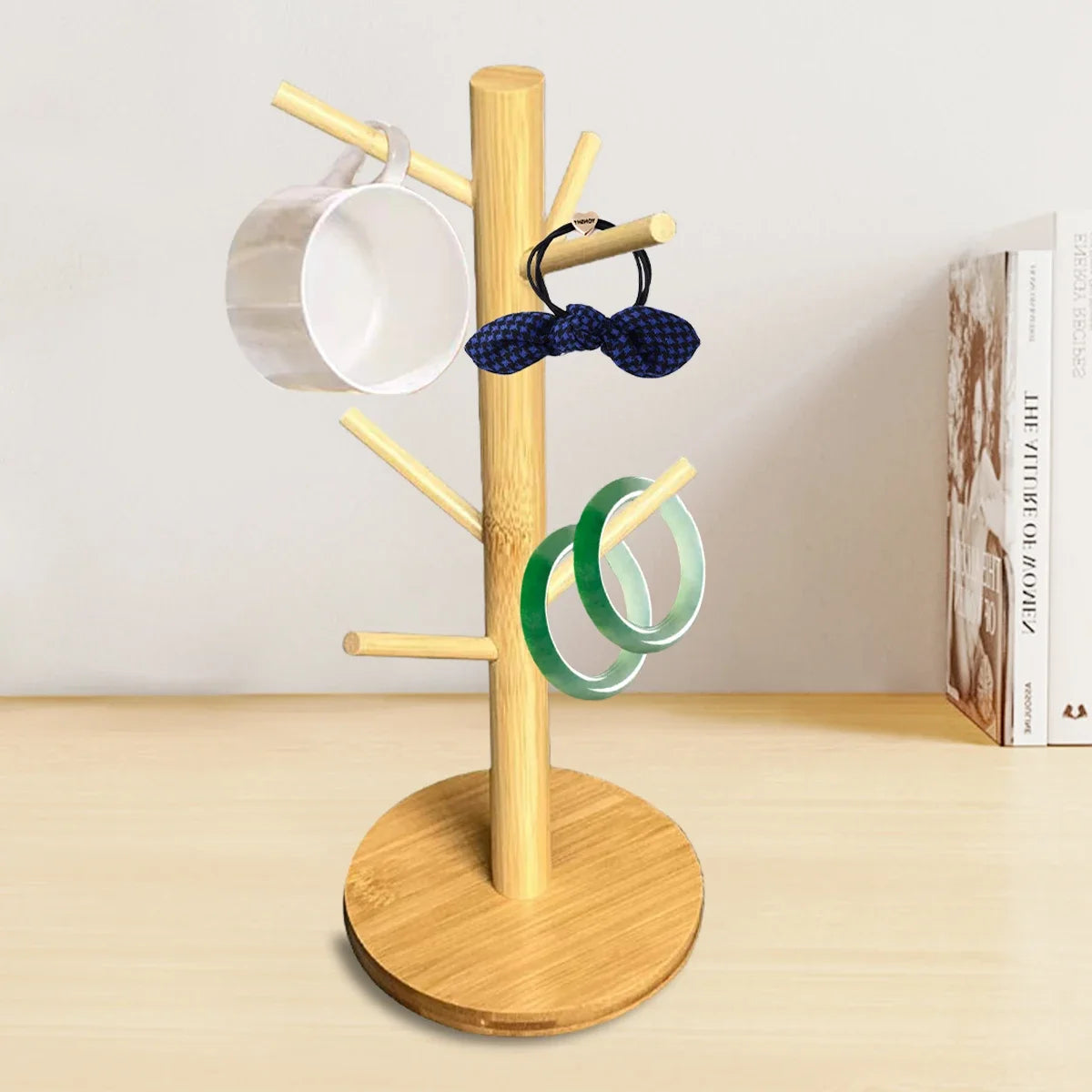 Porte-Tasse en Bambou avec Crochets pour Cuisine Image