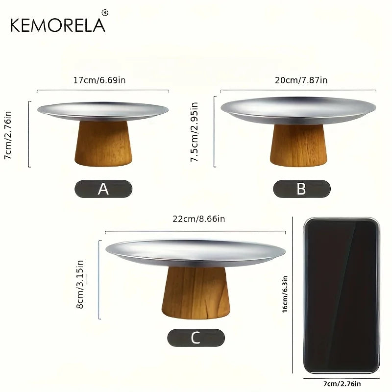 Présentoir À Gâteaux En Acier Inoxydable Et Bois — photo 3