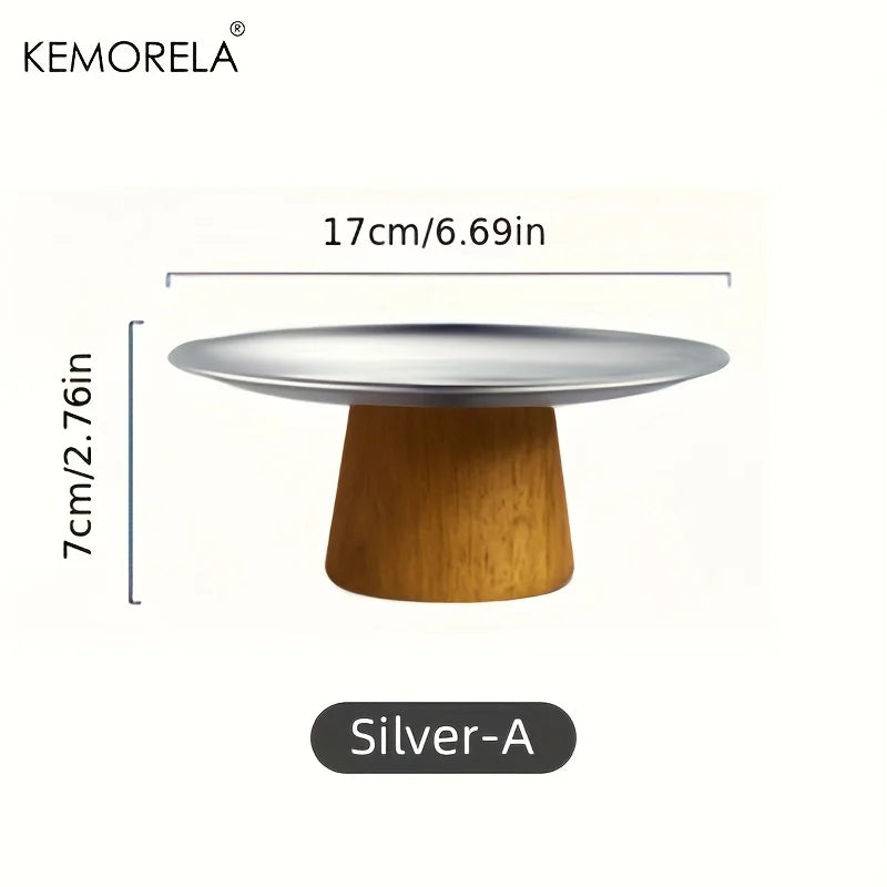 Présentoir À Gâteaux En Acier Inoxydable Et Bois — Argent-A, photo 9
