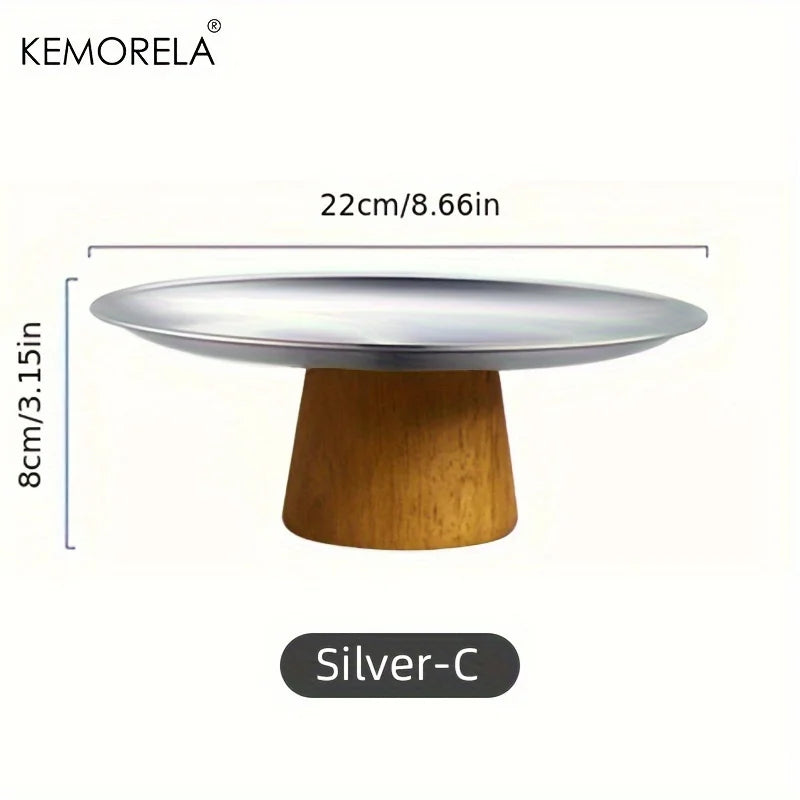 Présentoir À Gâteaux En Acier Inoxydable Et Bois — Argent-C, photo 11