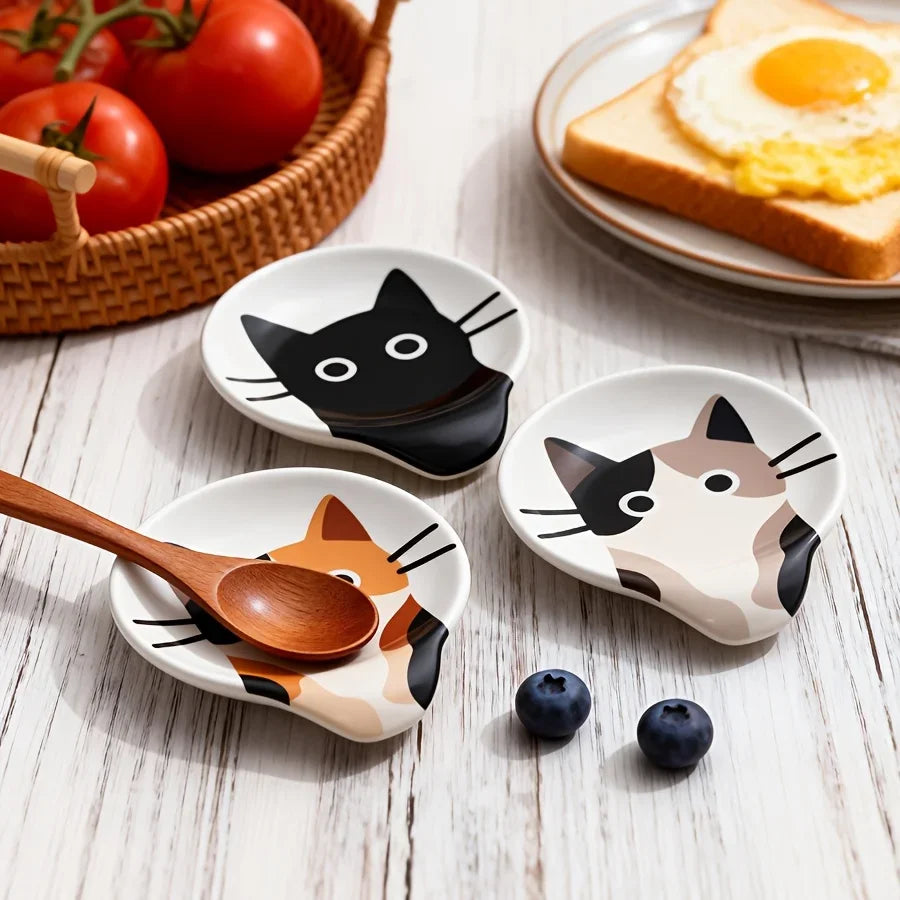 Repose-Cuillère Chat en Céramique Multicolore