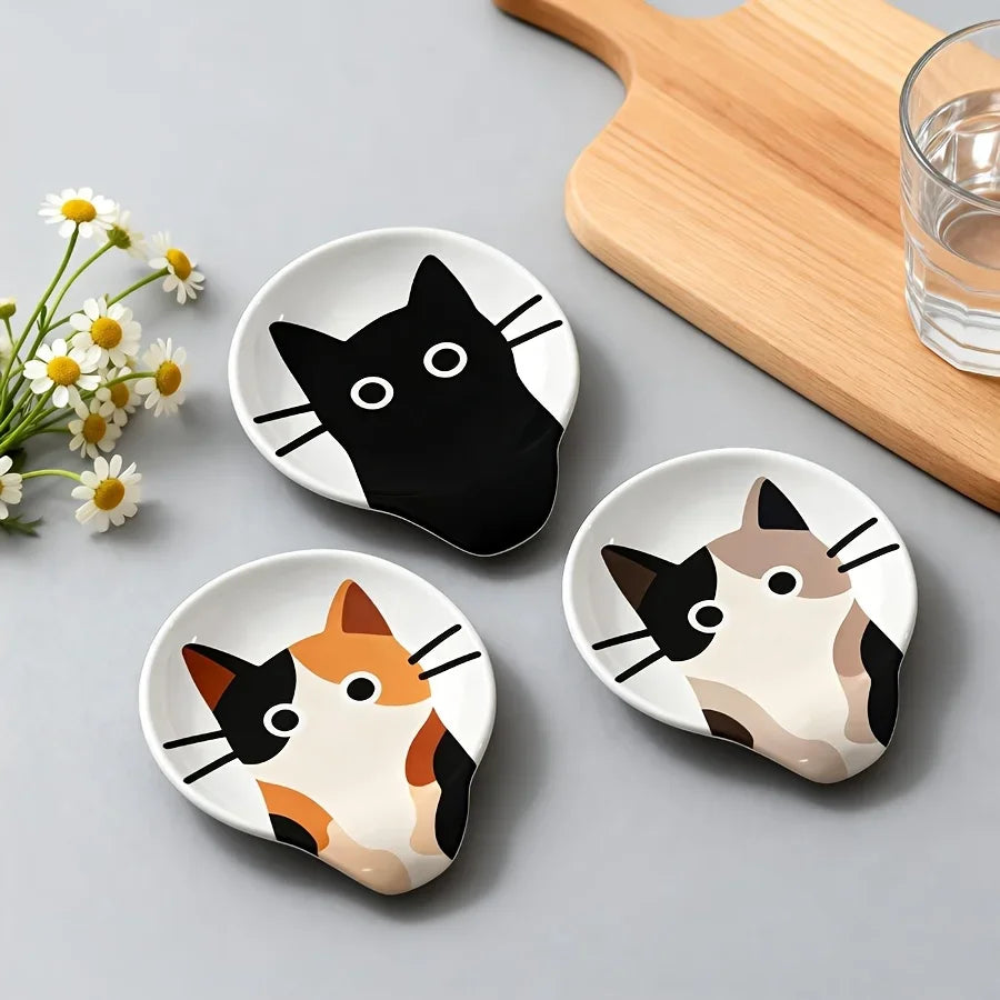 Repose-Cuillère Chat en Céramique Multicolore