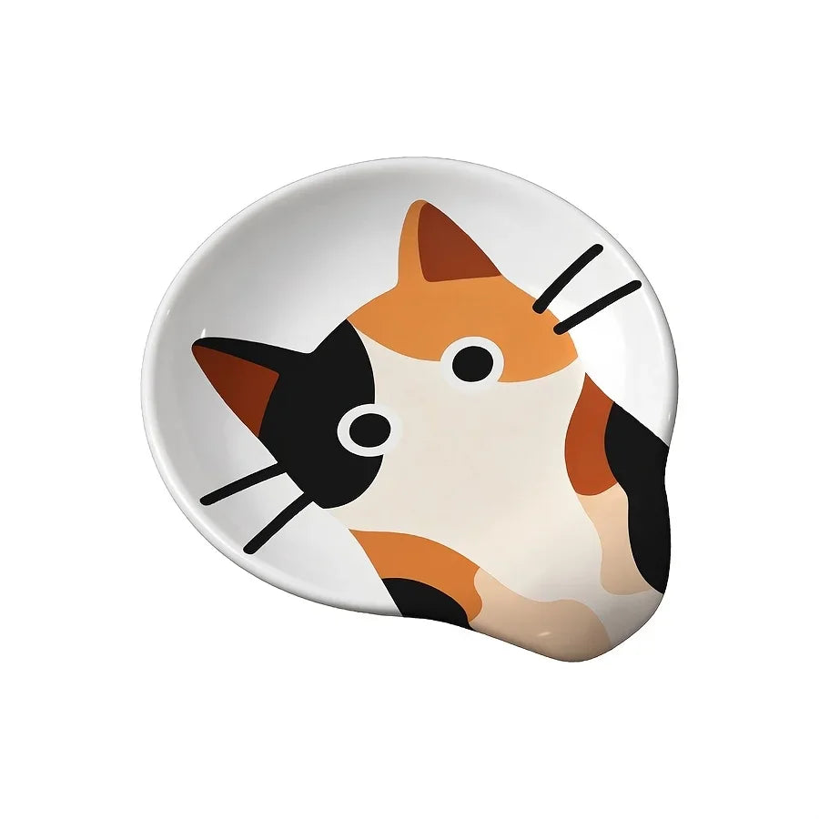 Repose-Cuillère Chat en Céramique Multicolore