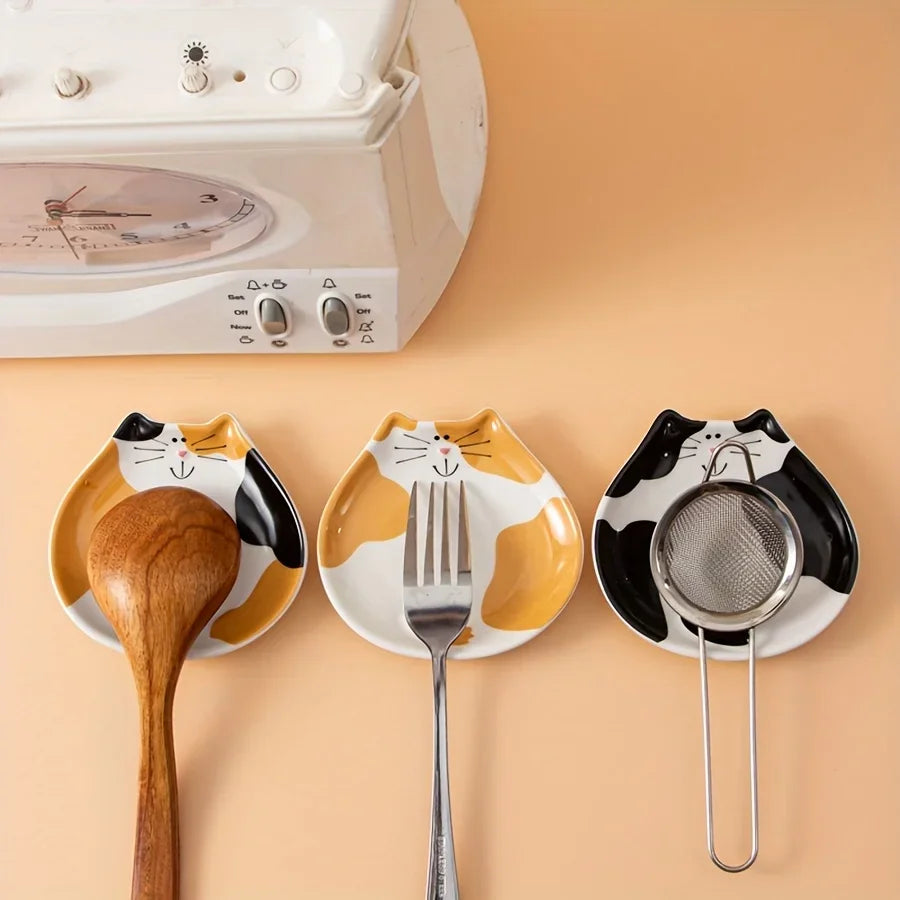 Repose-Cuillère Chat En Céramique Pour Cuisine