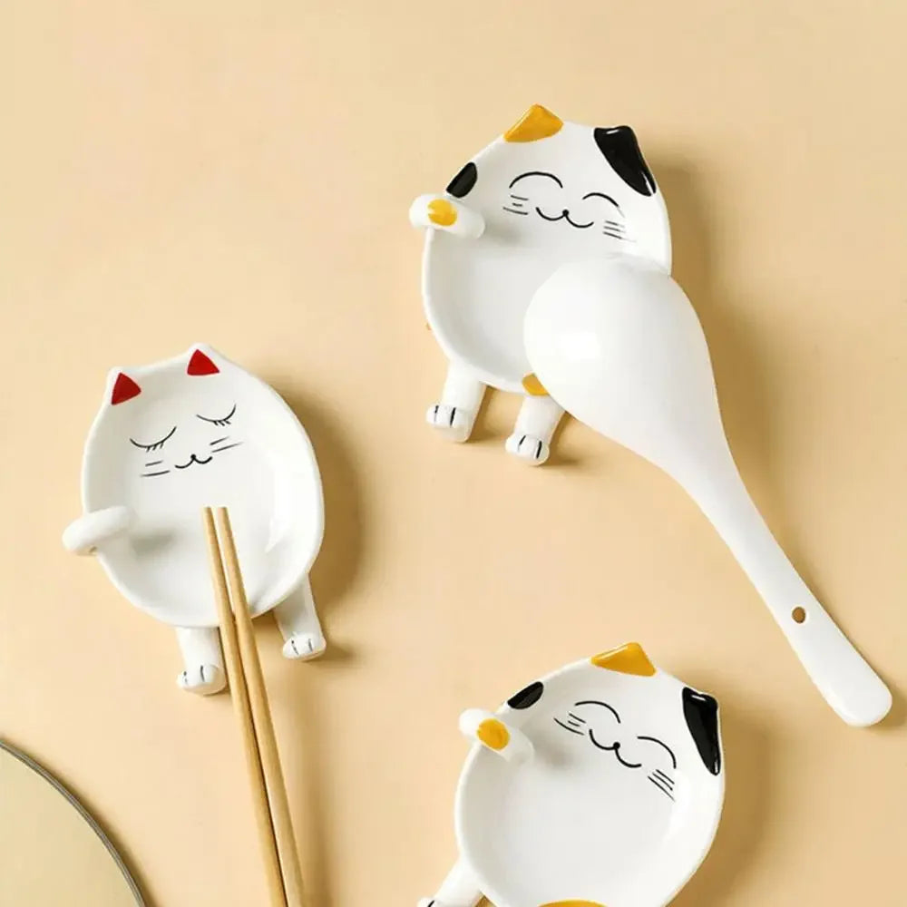 Repose-Cuillère Chat en Céramique