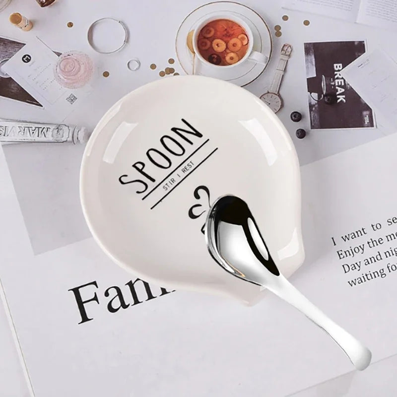 Repose-Cuillère En Céramique Blanche Pour Cuisine