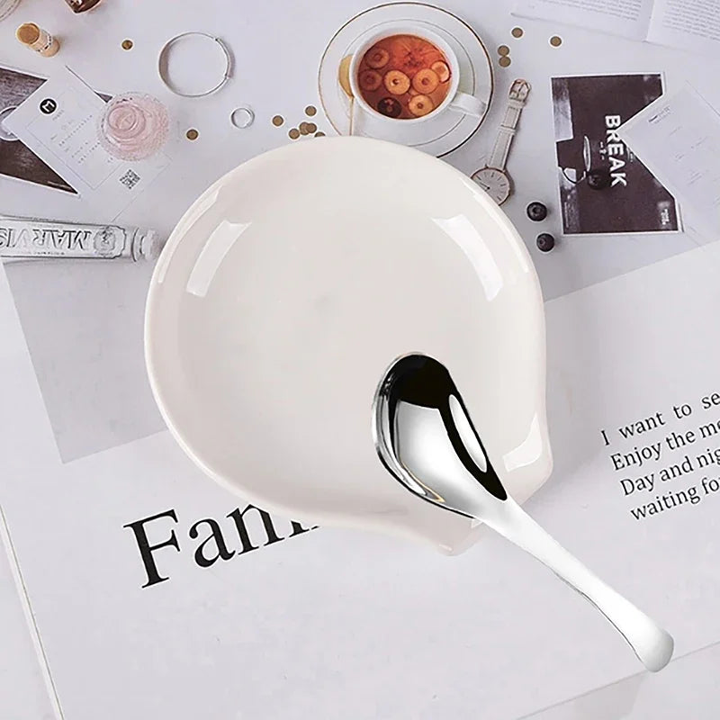 Repose-Cuillère En Céramique Blanche Pour Cuisine
