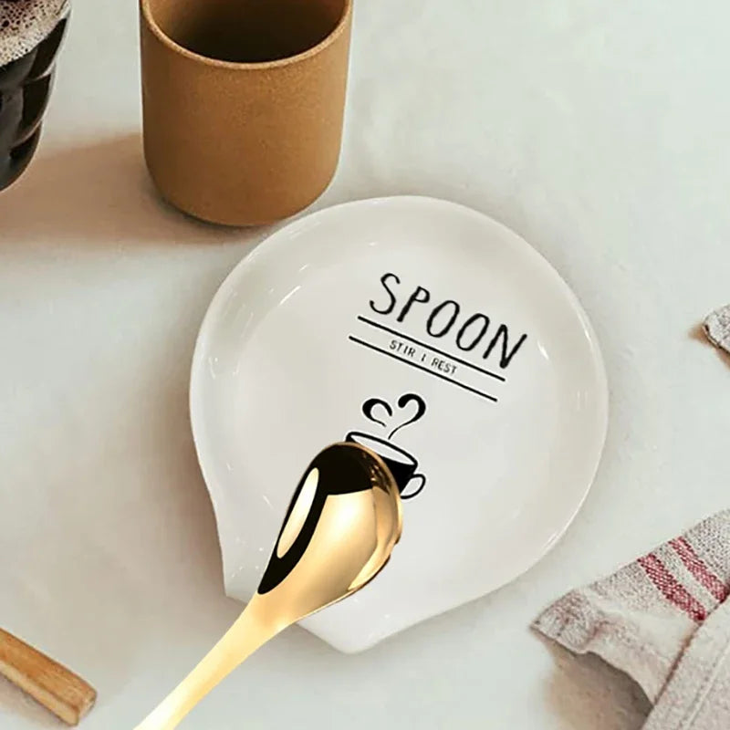 Repose-Cuillère En Céramique Blanche Pour Cuisine
