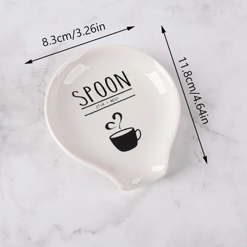 Repose-Cuillère En Céramique Blanche Pour Cuisine