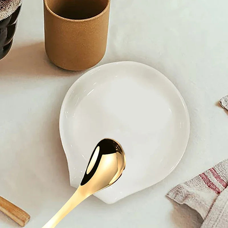 Repose-Cuillère En Céramique Blanche Pour Cuisine