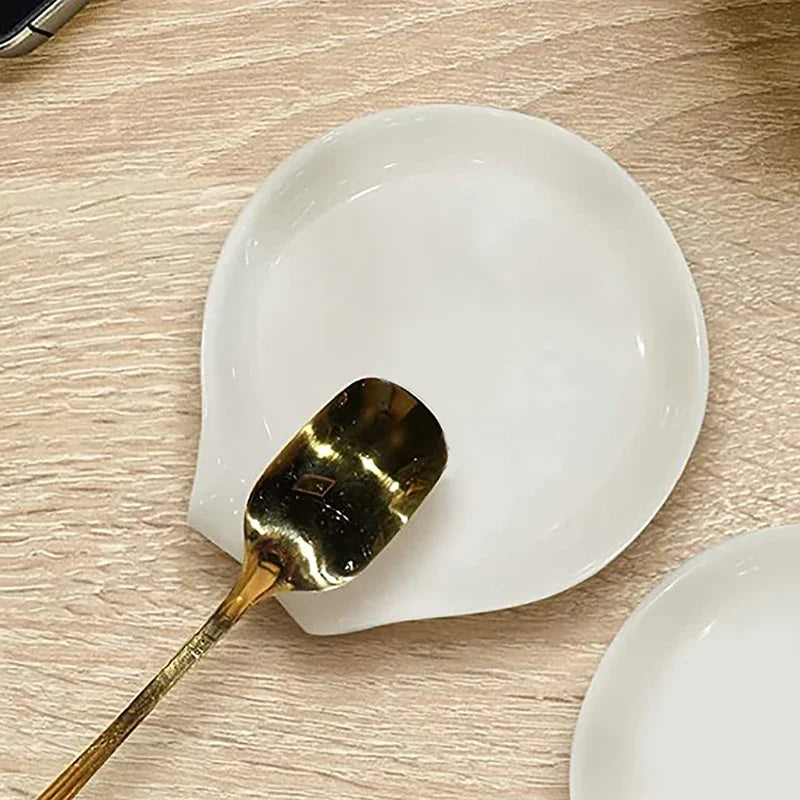 Repose-Cuillère En Céramique Blanche Pour Cuisine