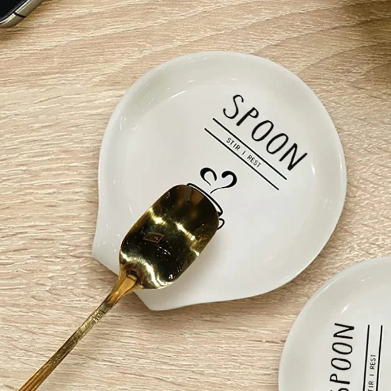 Repose-Cuillère En Céramique Blanche Pour Cuisine