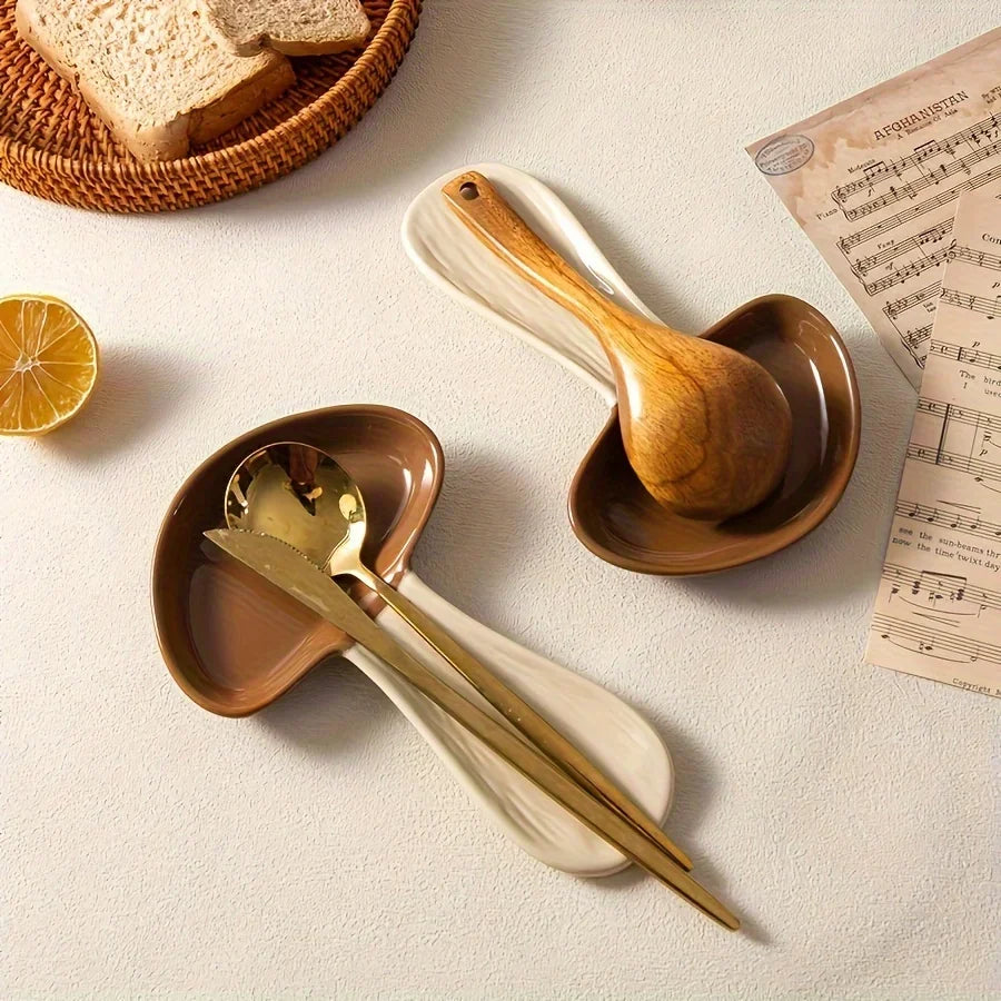 Repose-Cuillère En Céramique Forme Champignon