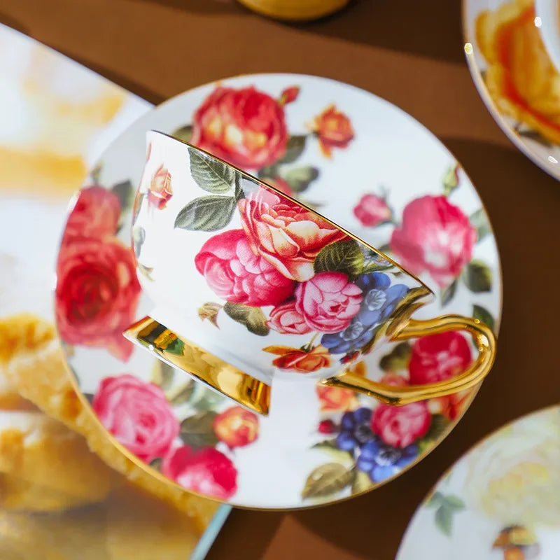 Service à Thé en Porcelaine Fine Style Rustique