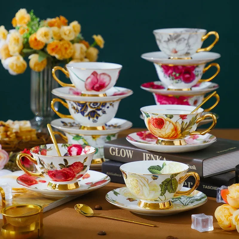 Service à Thé en Porcelaine Fine Style Rustique