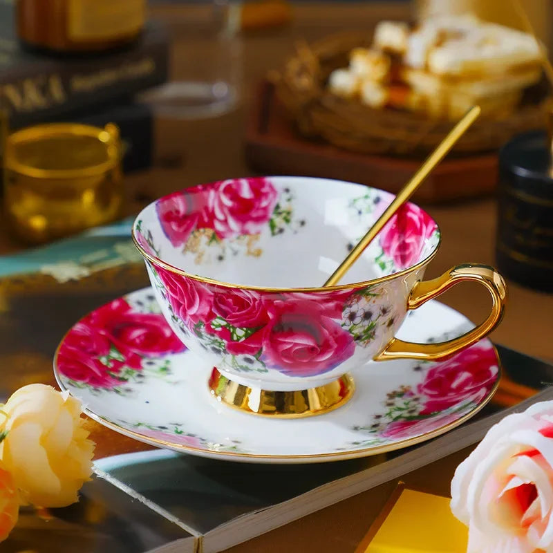 Service à Thé en Porcelaine Fine Style Rustique