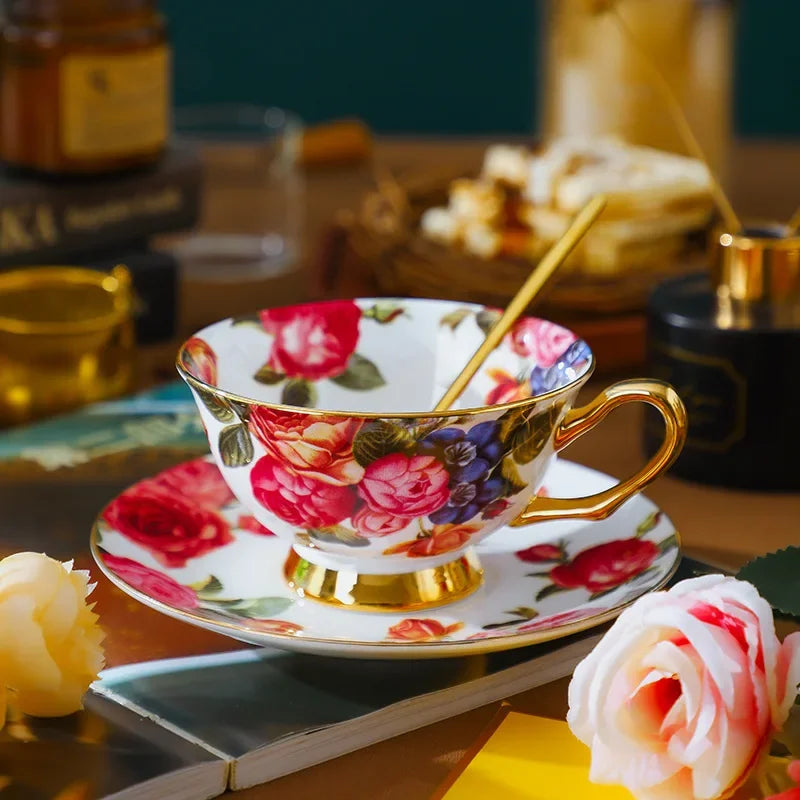 Service à Thé en Porcelaine Fine Style Rustique