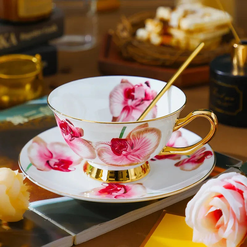 Service à Thé en Porcelaine Fine Style Rustique