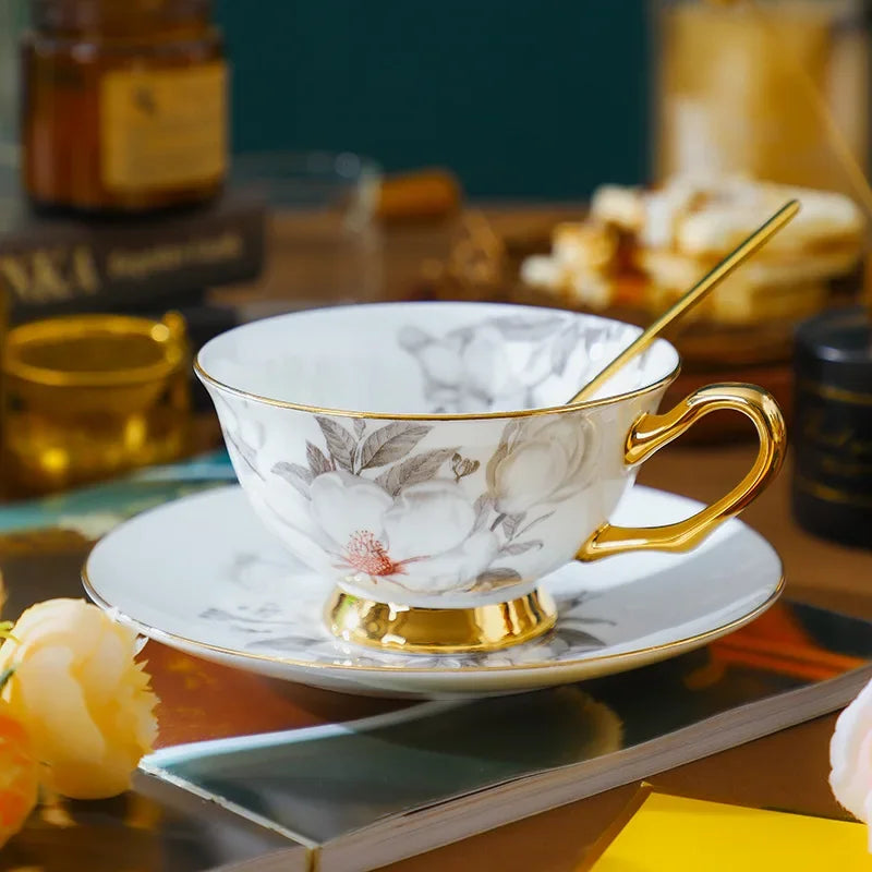 Service à Thé en Porcelaine Fine Style Rustique