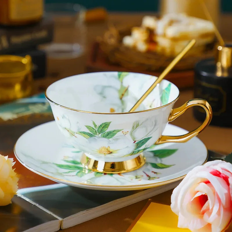 Service à Thé en Porcelaine Fine Style Rustique