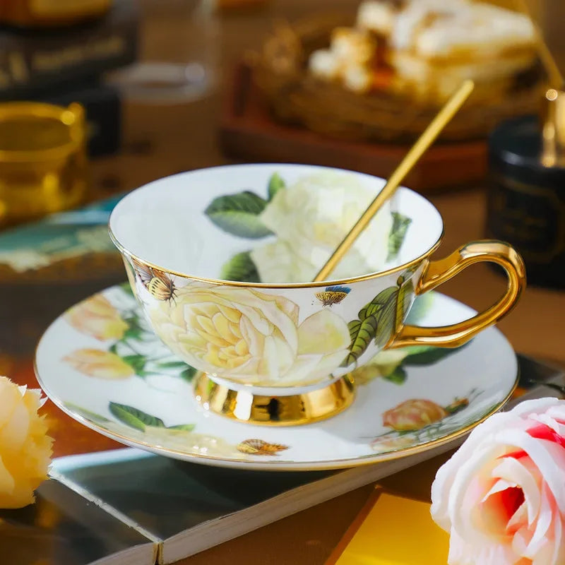 Service à Thé en Porcelaine Fine Style Rustique
