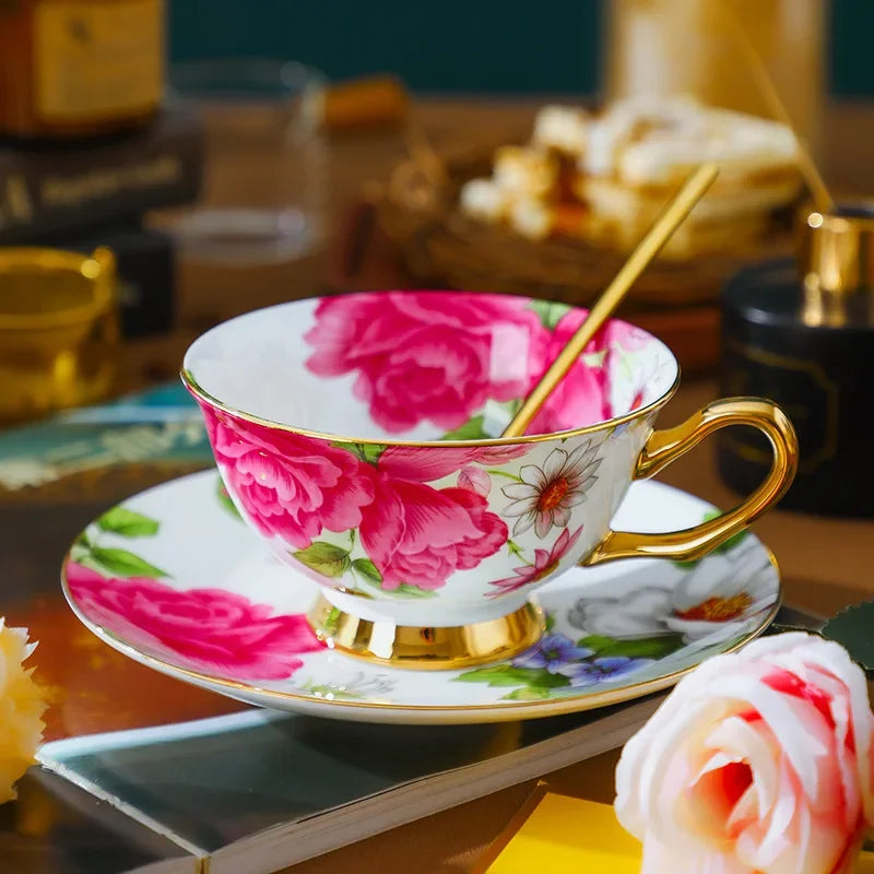 Service à Thé en Porcelaine Fine Style Rustique