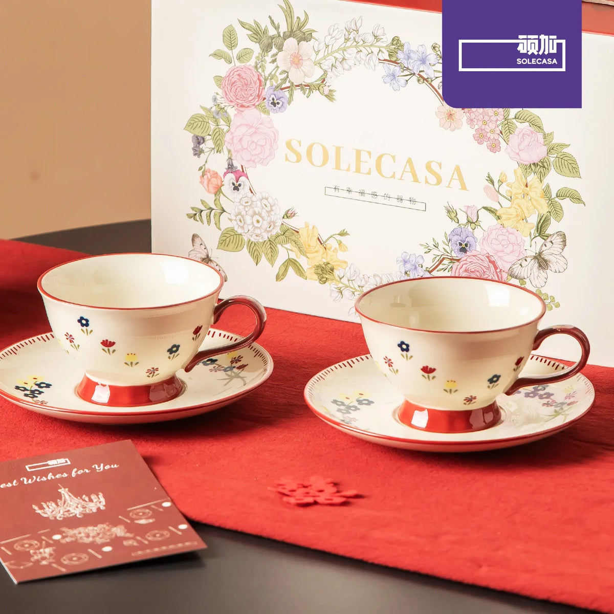 Service À Thé Vintage En Céramique Avec Coffret