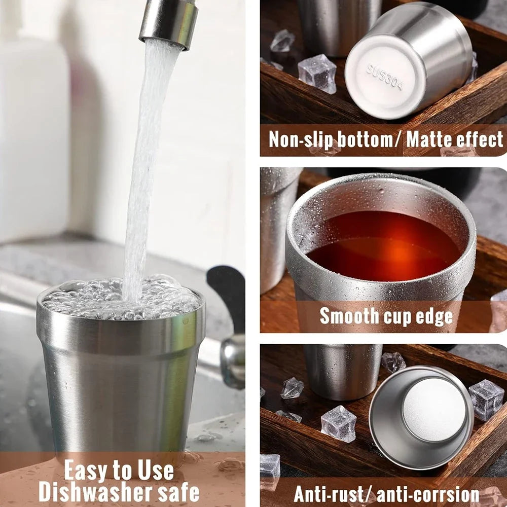 Set De 3 Tasses Empilables En Acier Inoxydable 304