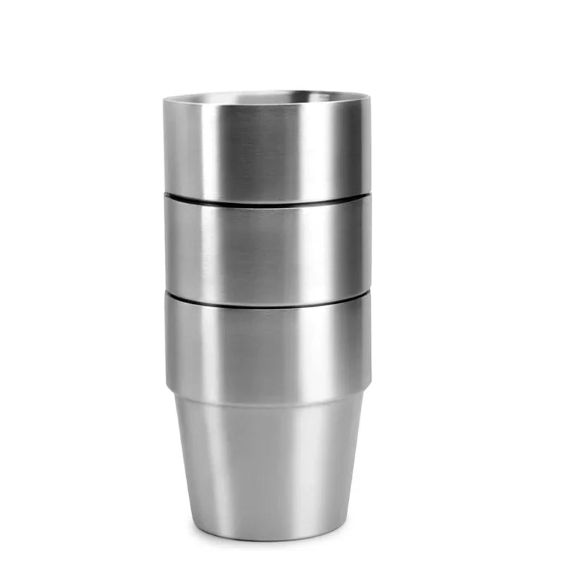 Set De 3 Tasses Empilables En Acier Inoxydable 304