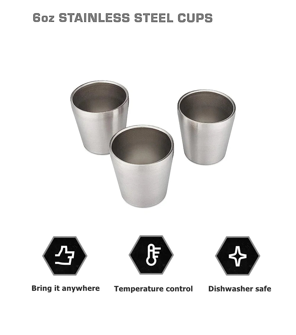 Set De 3 Tasses Empilables En Acier Inoxydable 304