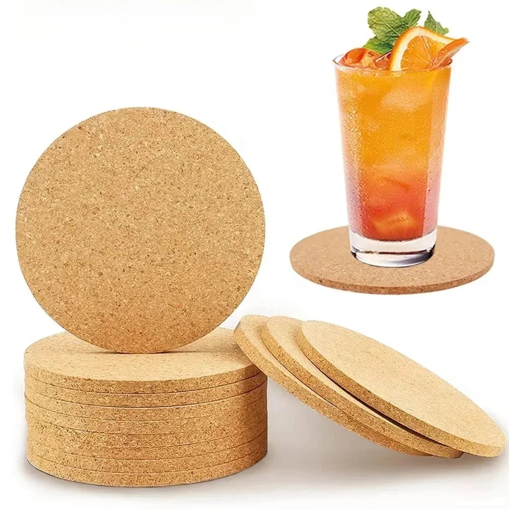 Sous-Verres Ronds en Liège Naturel 10 Pièces