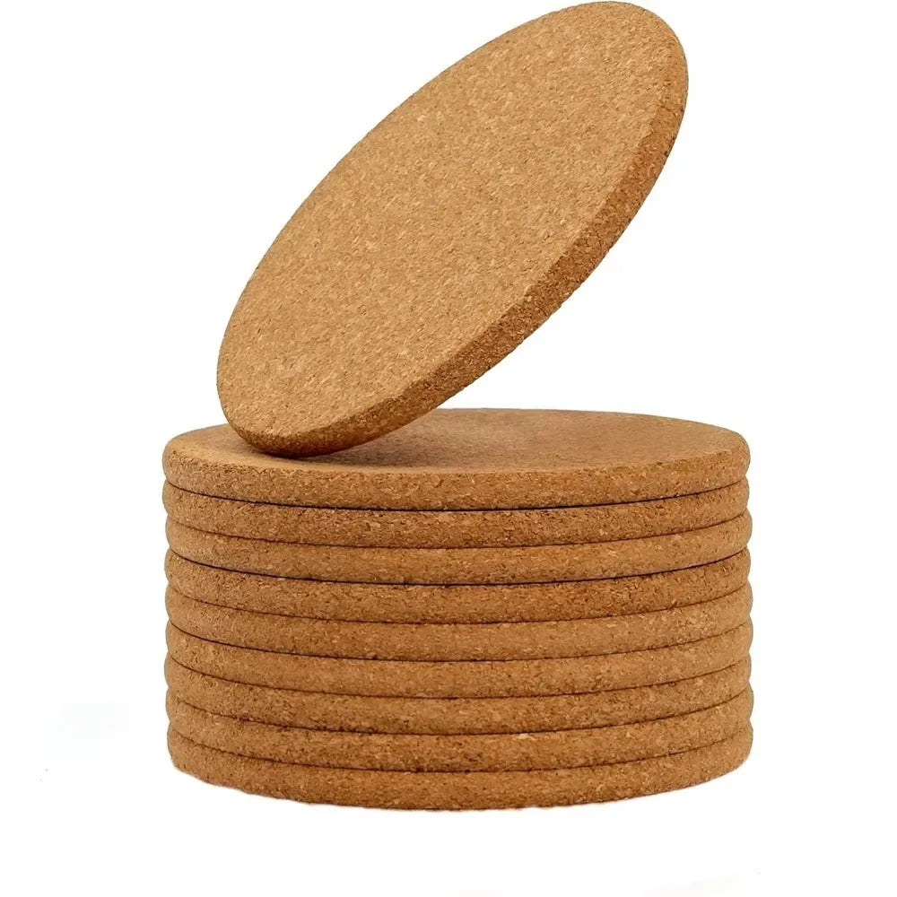 Sous-Verres Ronds en Liège Naturel 10 Pièces