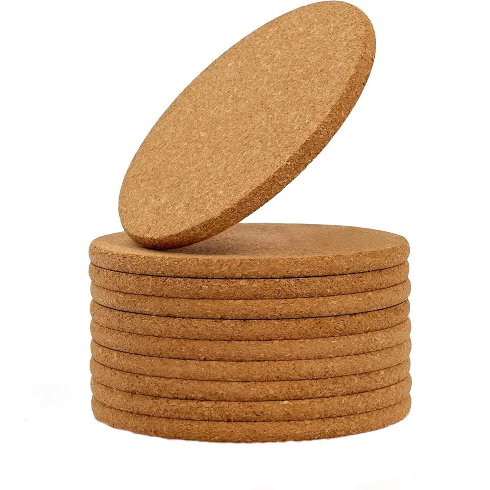 Sous-Verres Ronds en Liège Naturel 10 Pièces