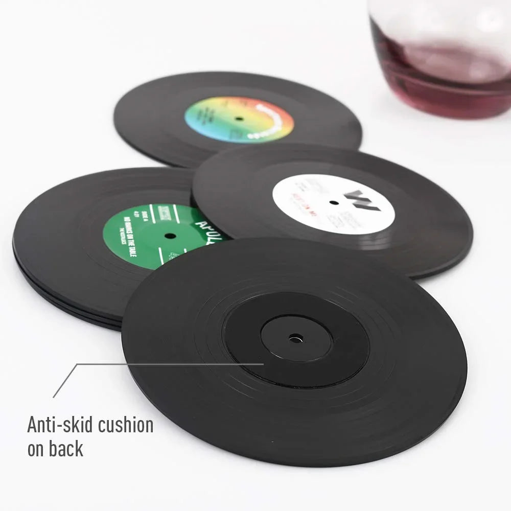 Sous-Verres Vinyle Rétro Colorés Lot de 6