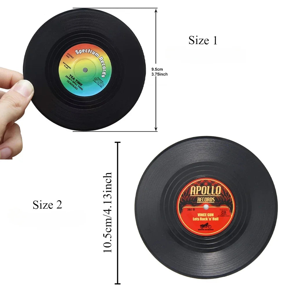 Sous-Verres Vinyle Rétro Colorés Lot de 6