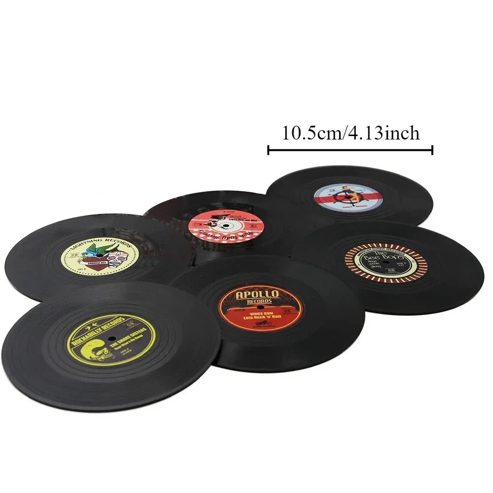 Sous-Verres Vinyle Rétro Colorés Lot de 6