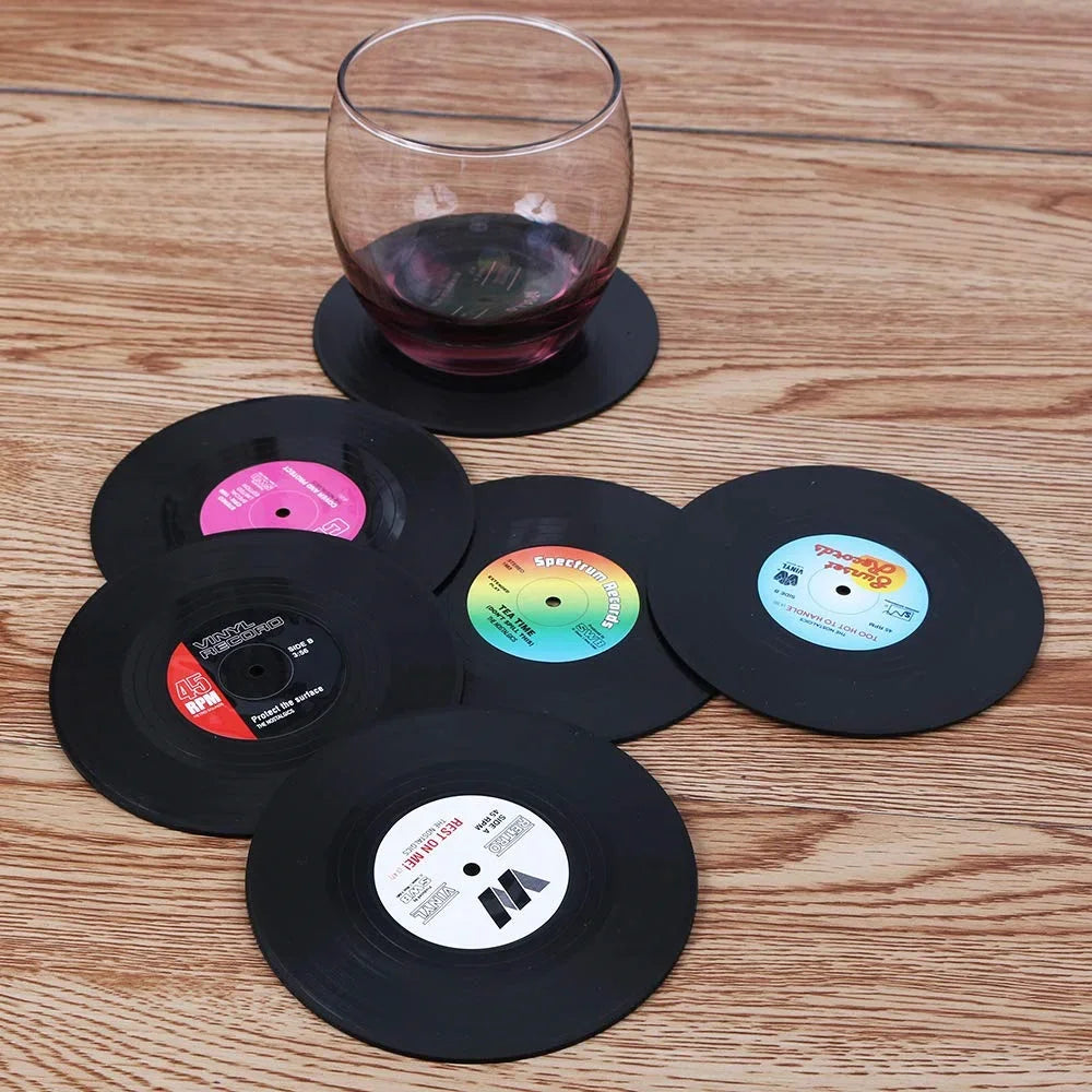 Sous-Verres Vinyle Rétro Colorés Lot de 6 Image