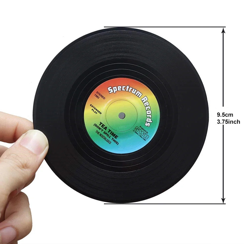 Sous-Verres Vinyle Rétro Colorés Lot de 6
